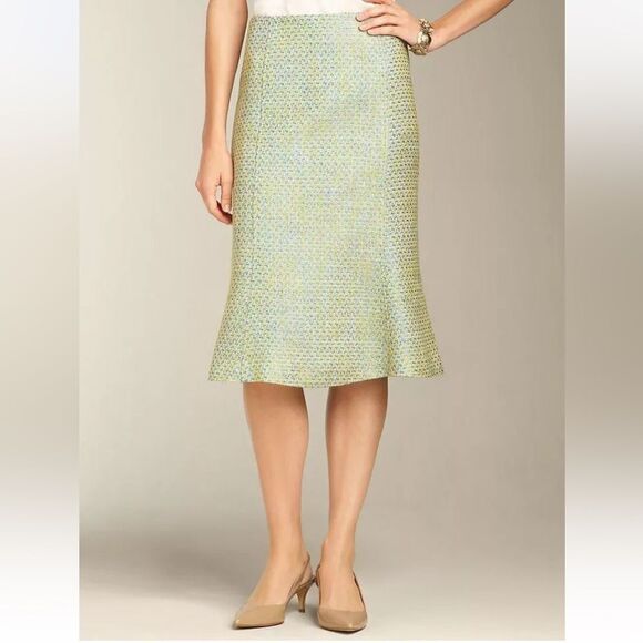 Talbots Yellow And Turquoise Tweed Skirt, Size 12P, NWT - Picture 1 of 9